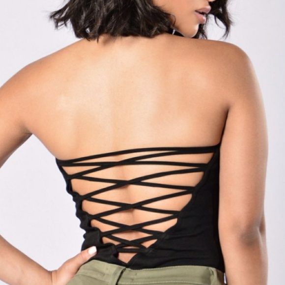 Black strapless bodysuit top - Picture 2 of 2